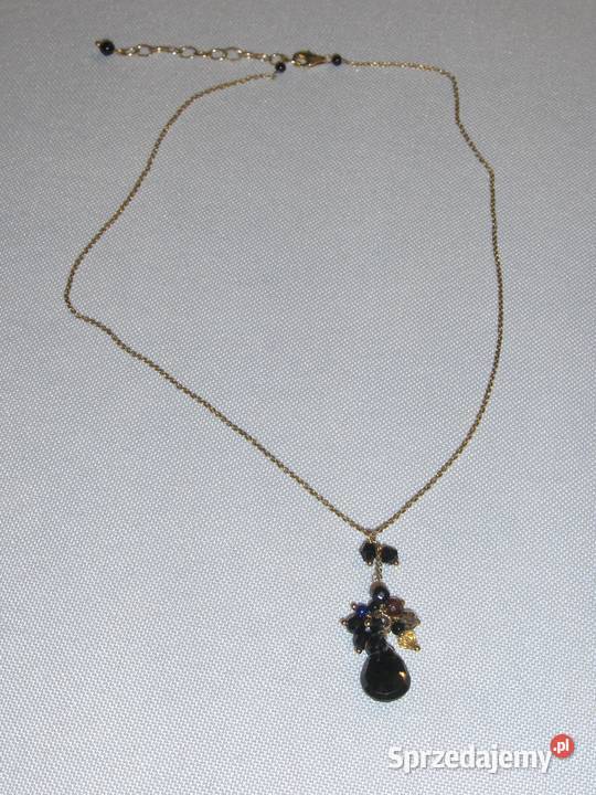WKruk Srebrny pozłacany naszyjnik z czarnymi Łódź