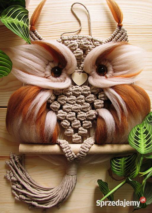 Sowa makrama puchacz rękodzieło hand made dolnośląskie Wrocław