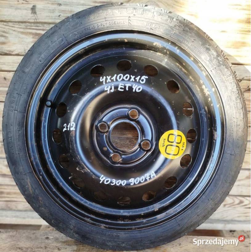 Dojazdówka nissan note 4 100 R15 koło zapasowe Skołoszów