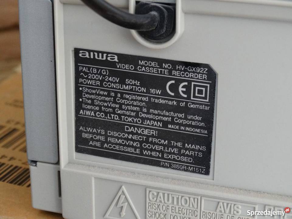 Magnetowid Aiwa pilot instrukcja karton WYSYŁKA Jasło