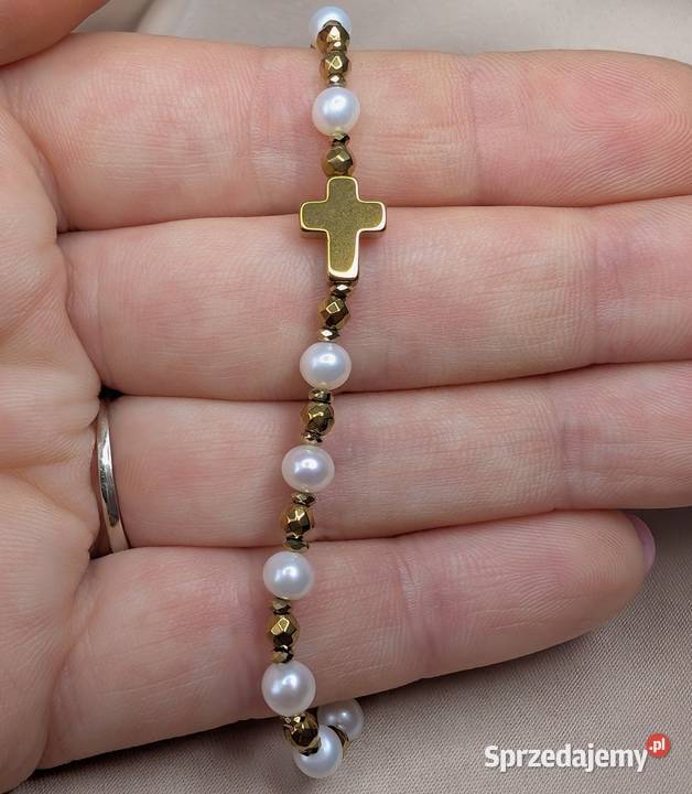 Bransoletka różaniec kamienie perły naturalne Wrocław