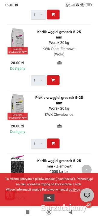 Ekogroszek pieklorz Opał łódzkie Lututów