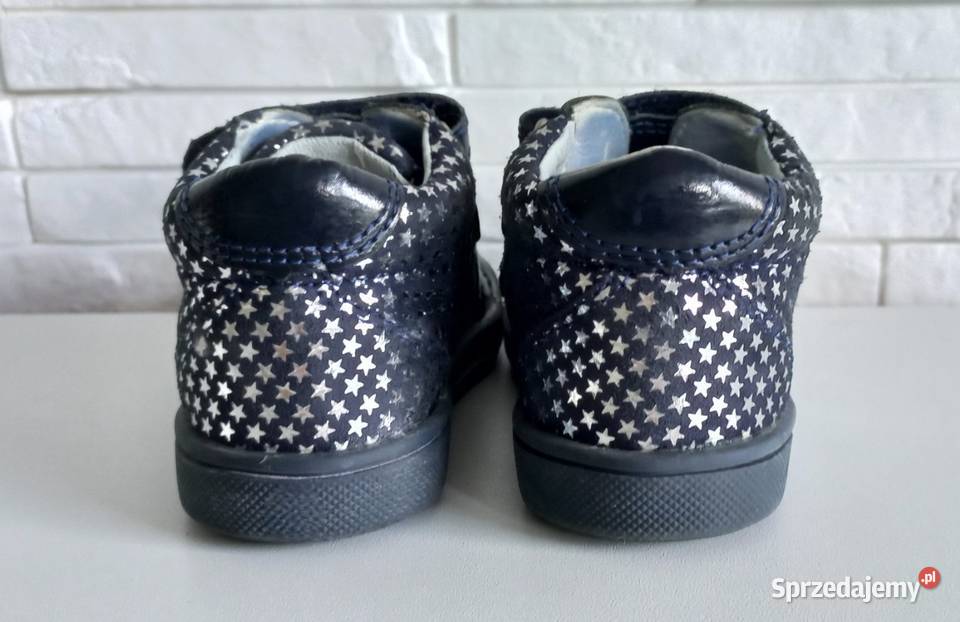 Skórzane trzewiki nieocieplane dziecięce granat Chrzanów sprzedam