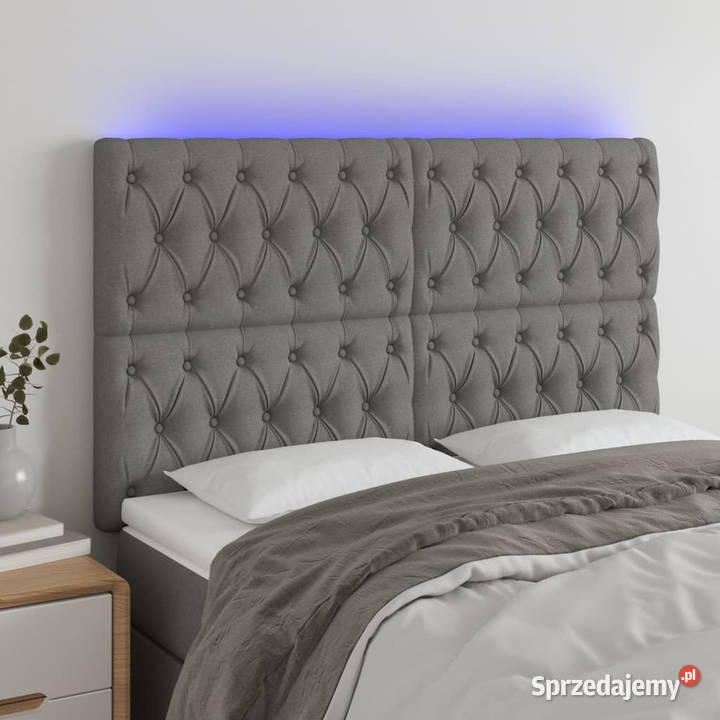 Zagłówek do łóżka z LED ciemnoszary 160x7x118128