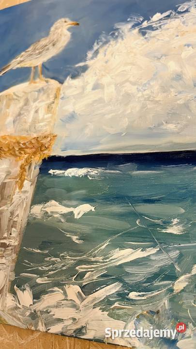 Mewa na krawędzi morskiego wiatru obraz olejny lubuskie Zielona Góra
