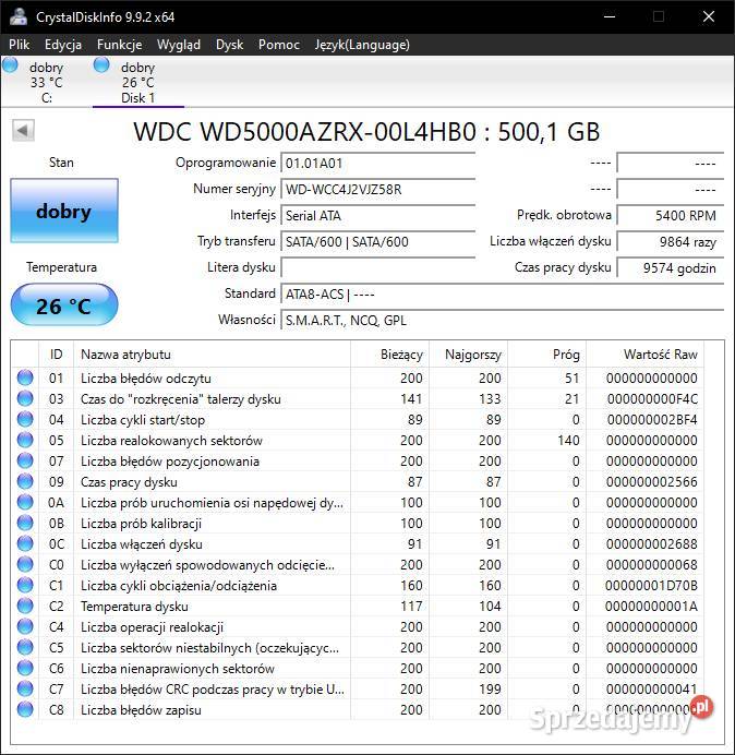 Dysk HDD WD Green 500GB WD5000AZRX SATA III 35 Poznań