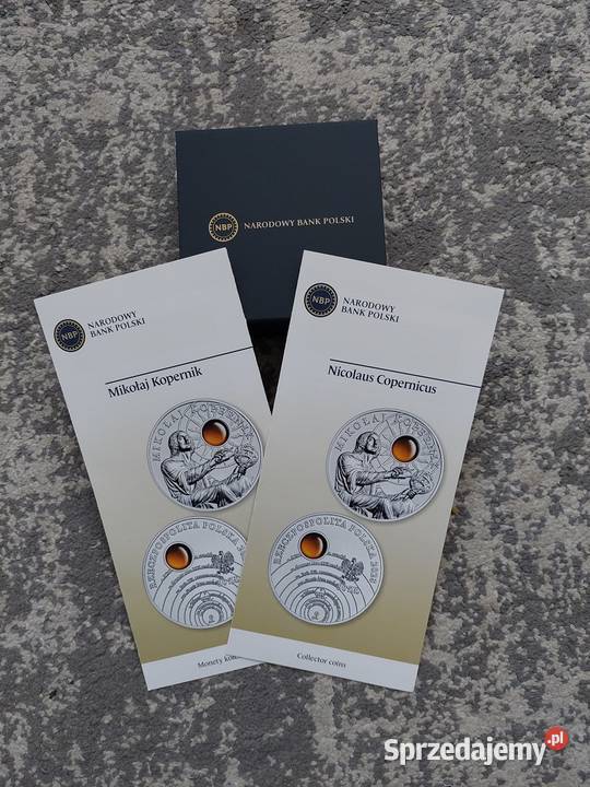 Moneta M Kopernik z bursztynem2xfoldery ENG Warszawa