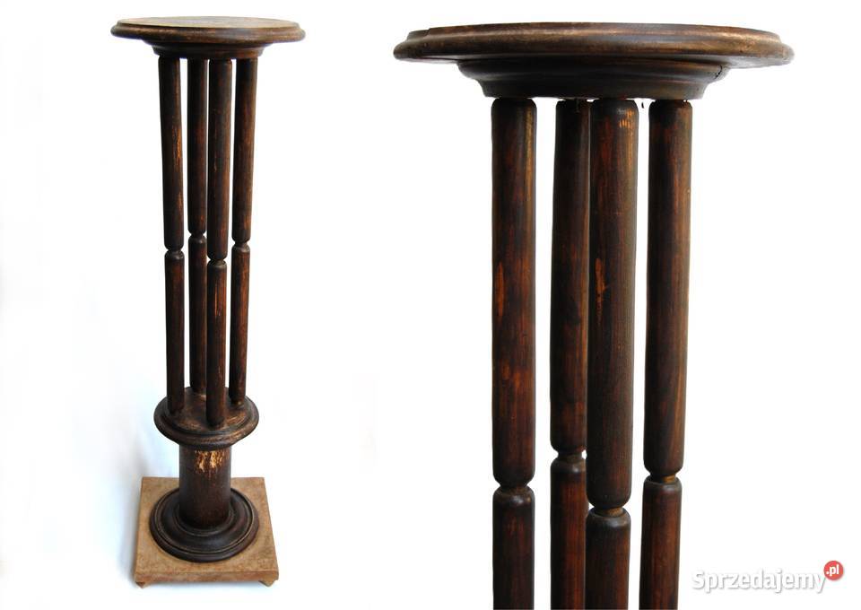 Kwietnik drewniany kolumna art deco 103cm Lublin