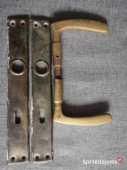 Stara przedwojenna mosiężna klamka szyldy