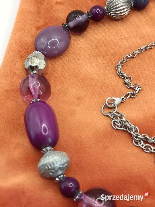 Biżuteria naszyjnik korale z fioletowym Zamość sprzedam