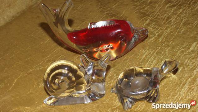 Śliczny komplet ze szkła lanego ślimaczek delfin Inowrocław
