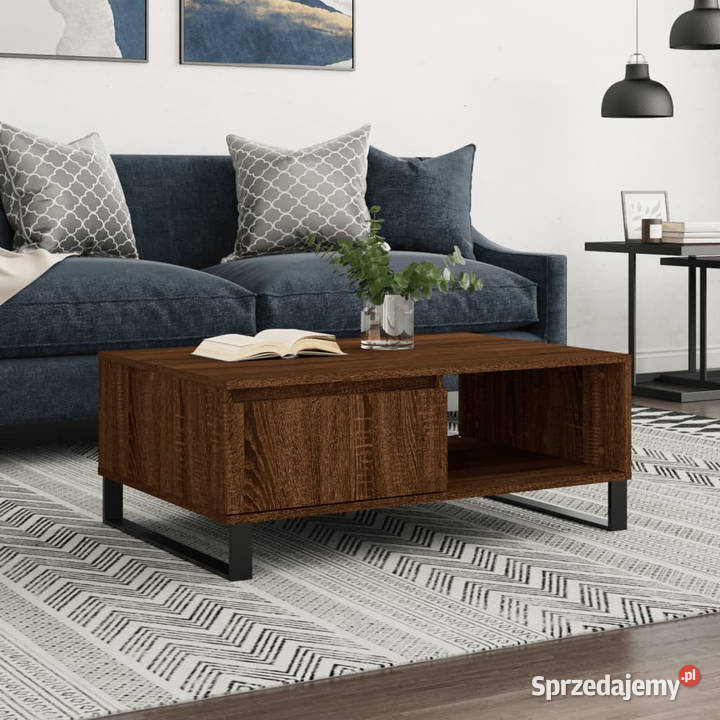 Stolik kawowy brązowy dąb 90x60x35 materiał Warszawa