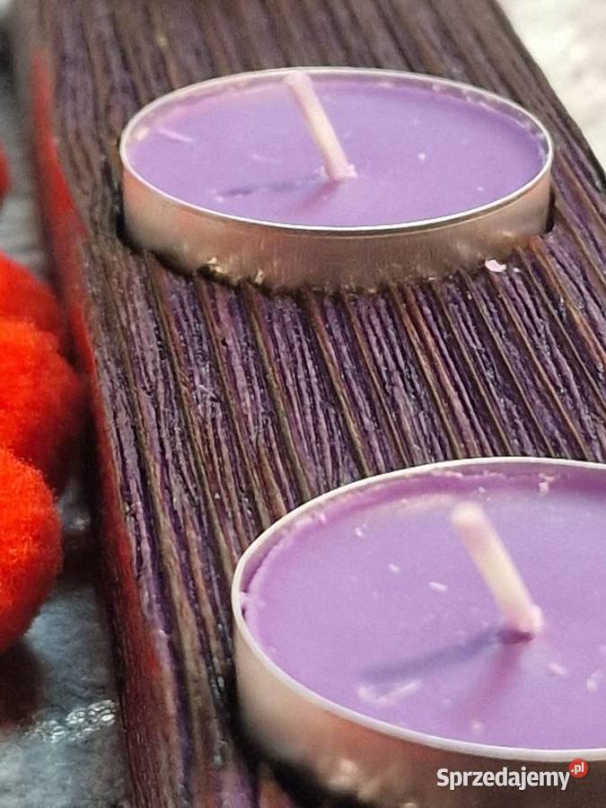 Świecznik świerkowy Shou Sugi Ban fiolet Franca warmińsko-mazurskie Sępopol