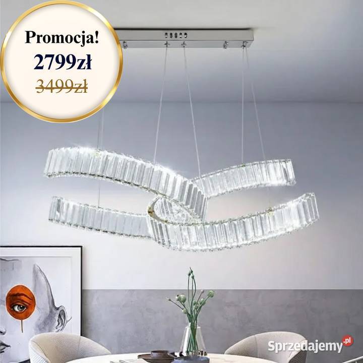 Żyrandol kryształowy nowoczesny srebrny glamour Warszawa sprzedam