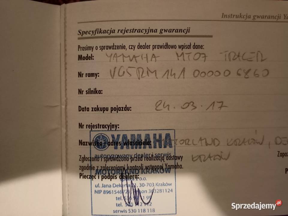 Yamaha Tracer Polski Salon wyposażony ASO łańcuch Moszczenica