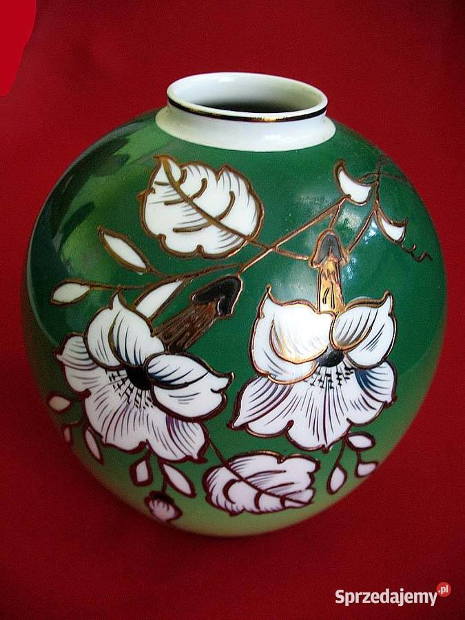 Wazon Ręcznie malowany złoty relief porcelana 14 Siedlce