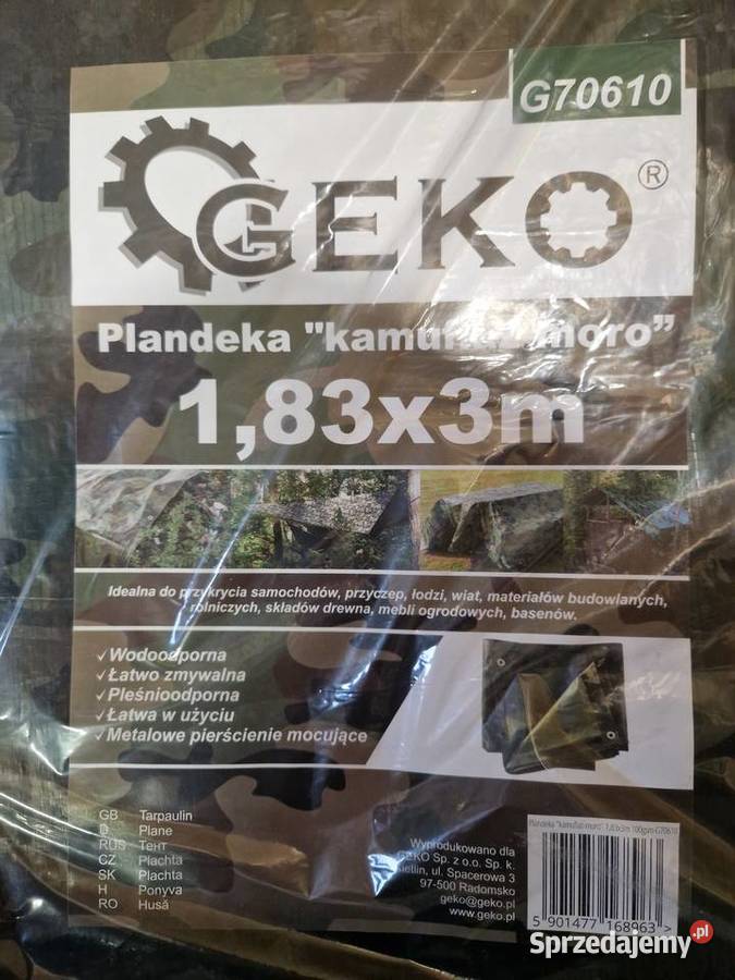 Plandeka kamuflażmoro 183x3m 100gsm G70610 Głogowa