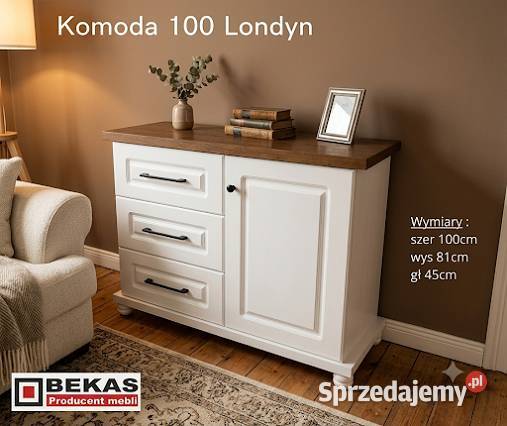 Śliczna Komoda 100 Londyn Dąb Biały Każdy KOLOR Gdańsk