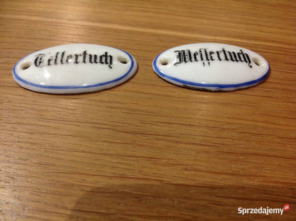 Stary Szyld Porcelanowy Tabliczka 2 Sygnowany Nowa Sól