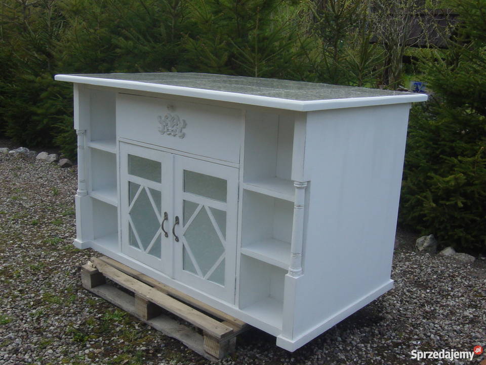 Prowansalska wyspa kuchenna bielona shabby chic 150cm pomorskie