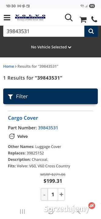 Roleta Volvo V60 kat 39843531 lubelskie Biała Podlaska