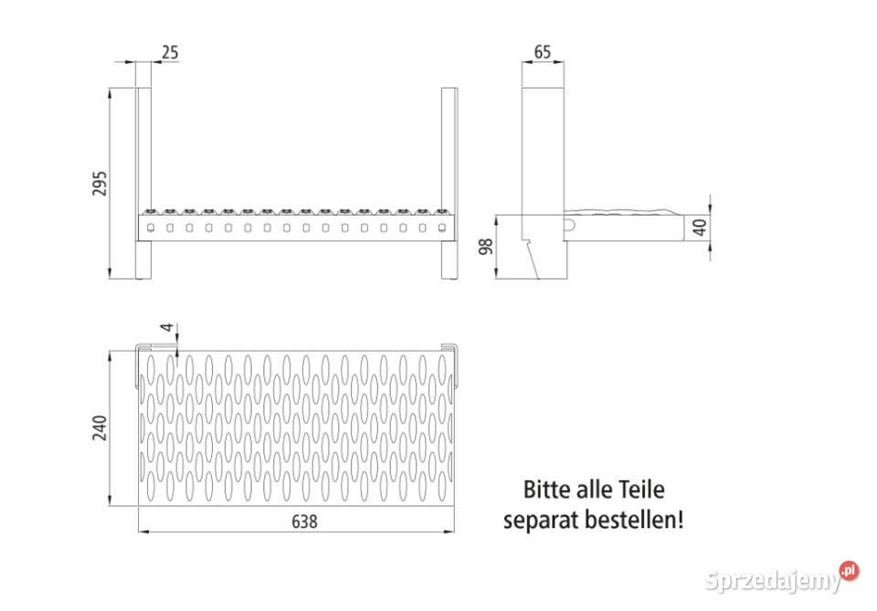 Stopień pojedynczy 630 x 240 mm bez konsoli Przysieka Polska
