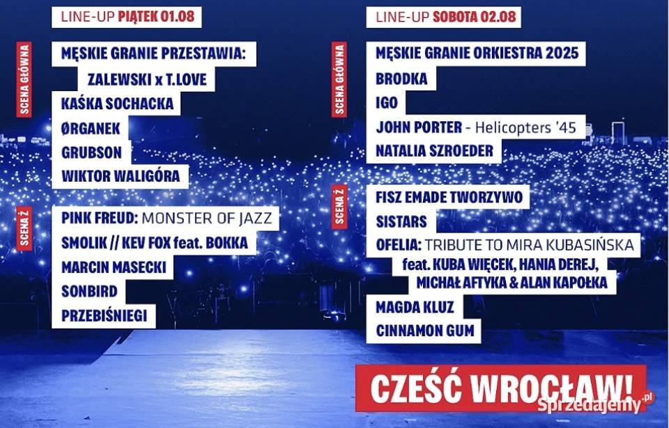 Podwójne bilety na Męskie granie Wrocław sprzedam