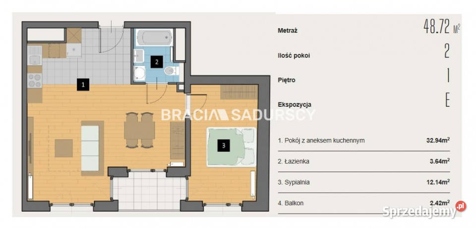 Mieszkanie 4872 metry 2 pok Kraków małopolskie