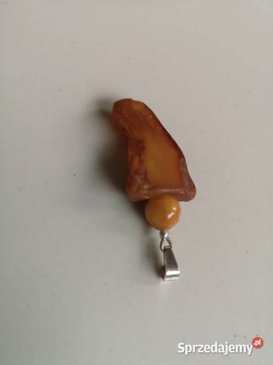 Zawieszka artystyczna bursztyn surowy srebro srebro Toruń