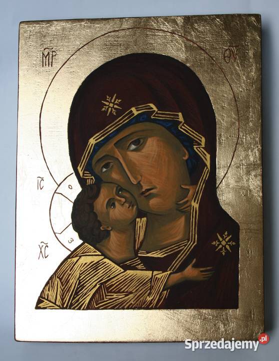 Ikona Matka Boska z Dzieciątkiem - Eleusa, pisana ręcznie