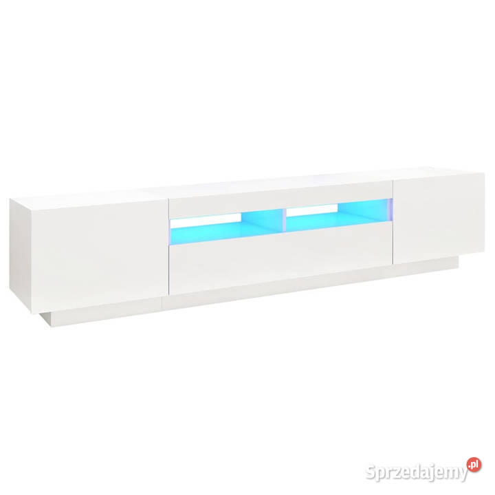 Szafka pod TV z oświetleniem LED biała 200x35x40 RTV Warszawa