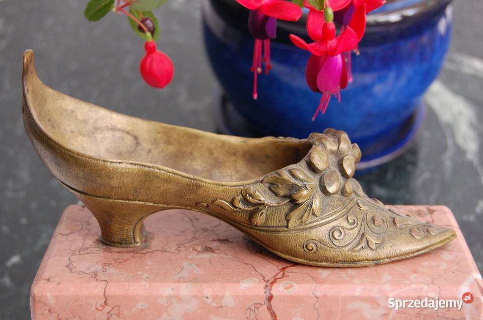 Barokowy but popielniczka mosiądz różowy marmur lubelskie Lublin