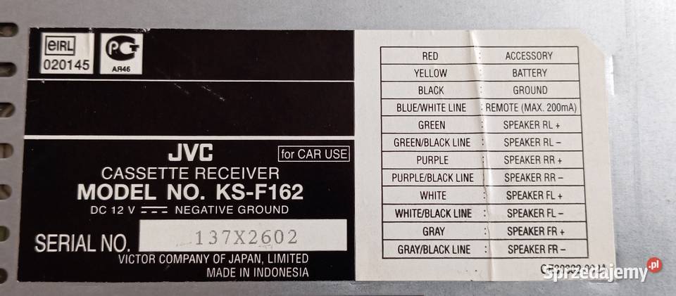 Radio samochodowe JVC sprzedam