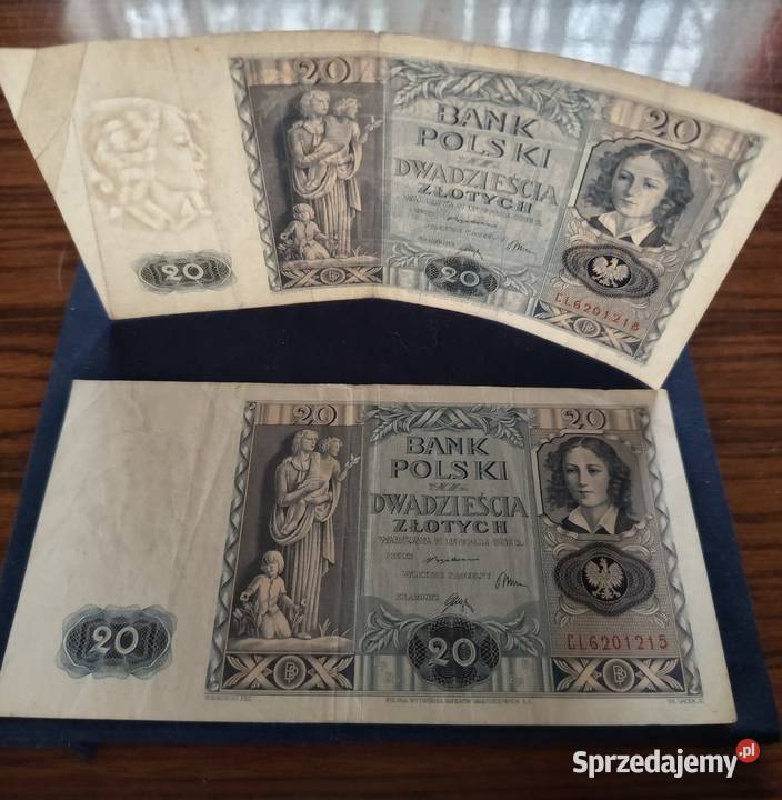 Banknoty 20 złotych Seria CL Numizmatyka kujawsko-pomorskie Nakło nad Notecią
