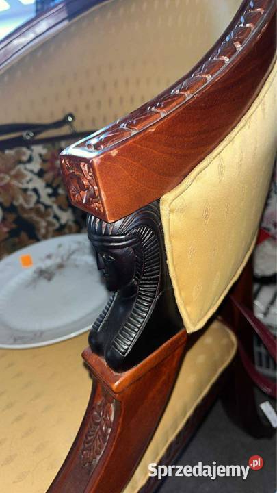 Berżera fotel kubełkowy mahoń hebanowe popiersia Gdańsk