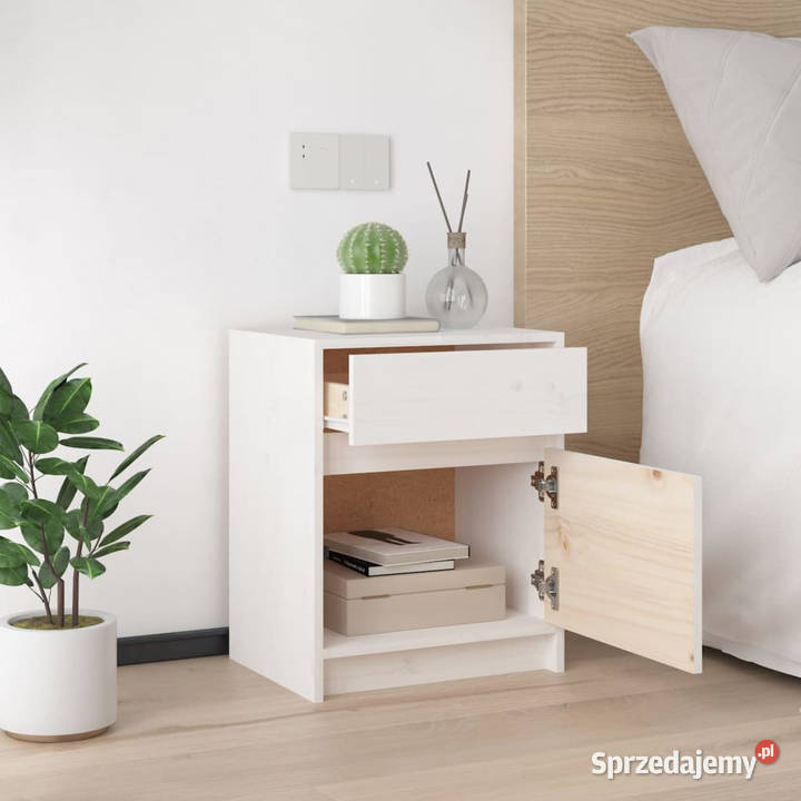 Szafka nocna biała 40x31x50 lite drewno sosnowe Warszawa