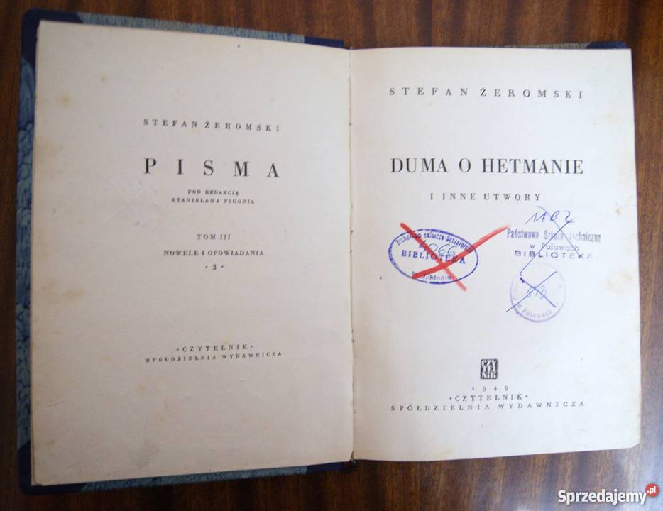 Stefan Żeromski Duma o hetmanie 1949 Parczew
