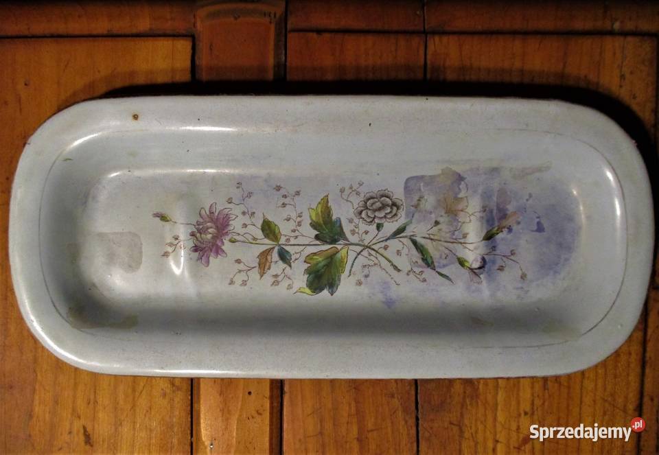 Międzywojnie Emaliowana Patera Taca Owalna Nieporęt