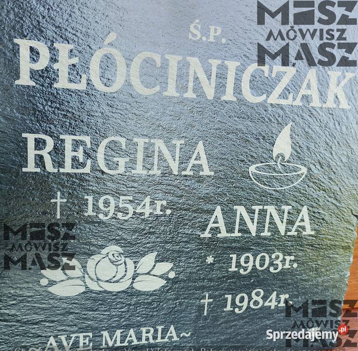 Nagrobek tablica 25x25 z łupka grawer tanio Racot