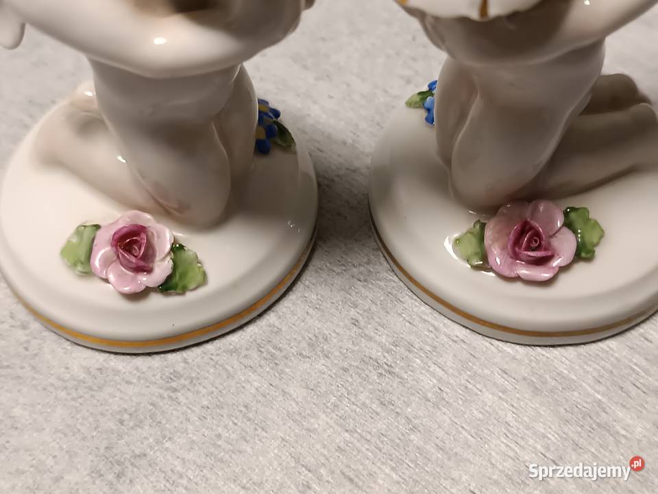 Von Schierholz Plaue Świeczniki Para Figuralnych Porcelana i szkło Zakopane