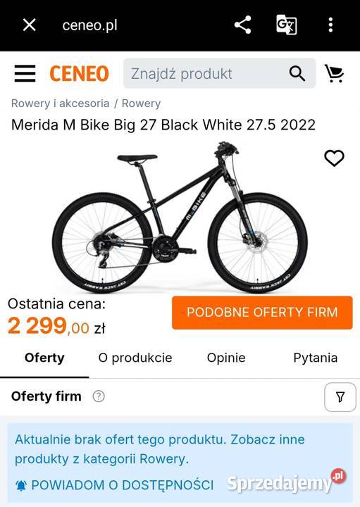 Okazija Rower Merida MBike 275 15D Zielona Góra