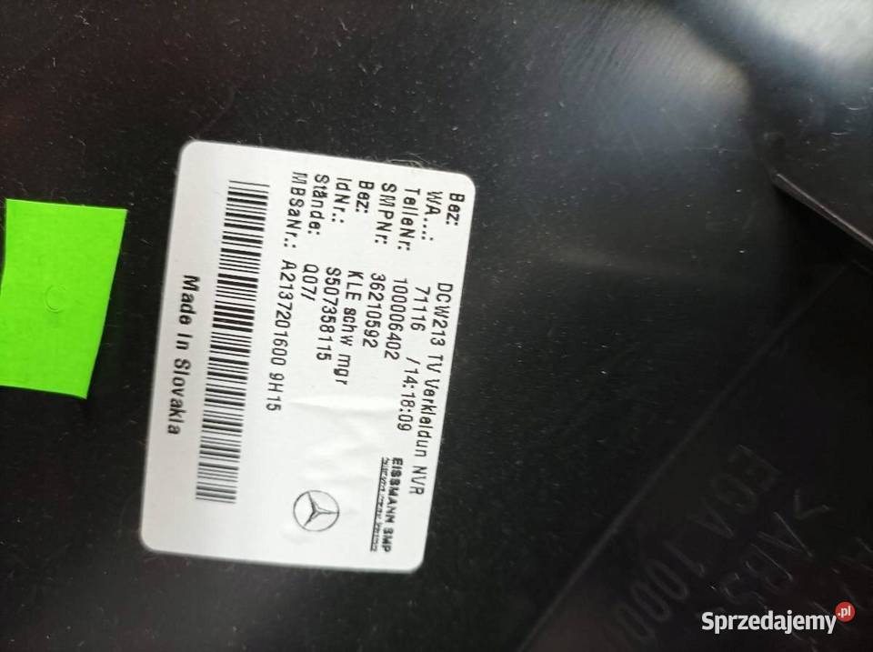 TAPICERKA BOCZEK PRAWY PRZÓD PASAŻERA EUROPA