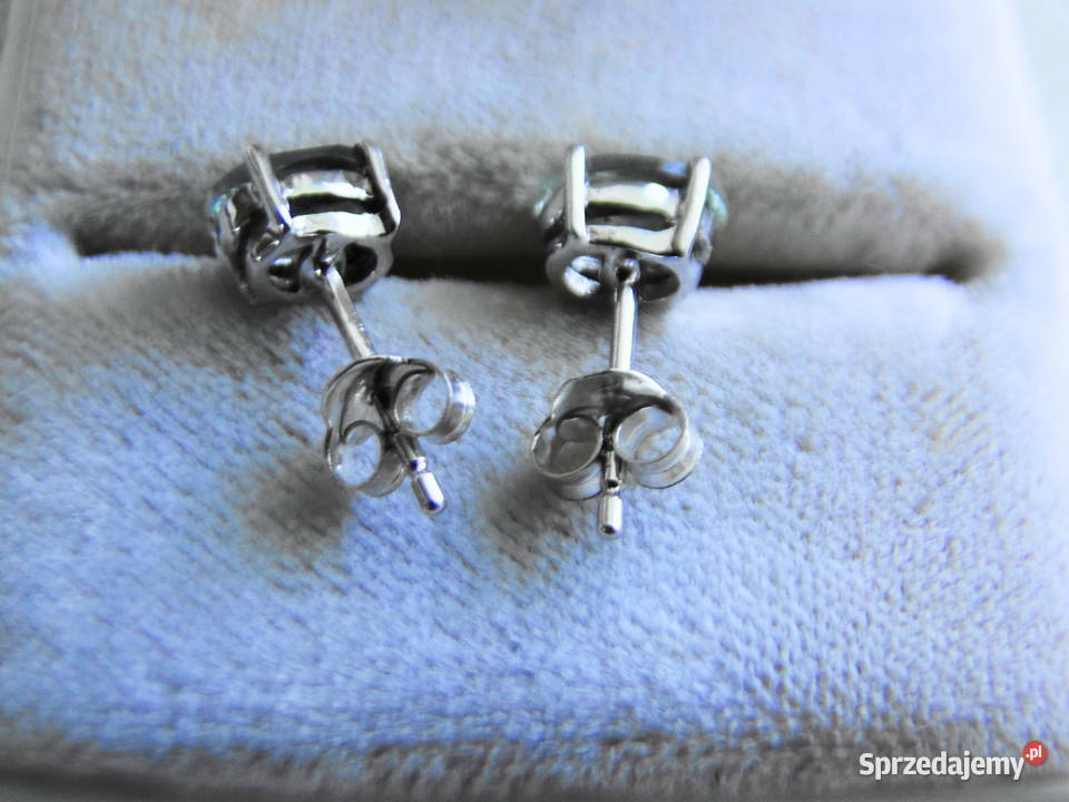 Kolczyki srebro 925 i seledynowe cyrkonie mazowieckie Warszawa