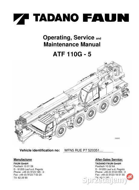 TADANO FAUN ATF110G5 instrukcja serwisowa świętokrzyskie Kielce sprzedam