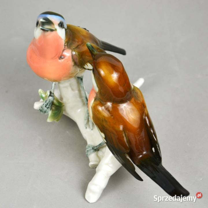 Para ptaszków na gałązce sygnowana Karl Ens