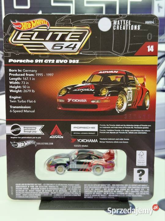 Hot Wheels Elite Porsche 911 GT2 EVO 993 BOX 24 Dla Dziecka Wrocław