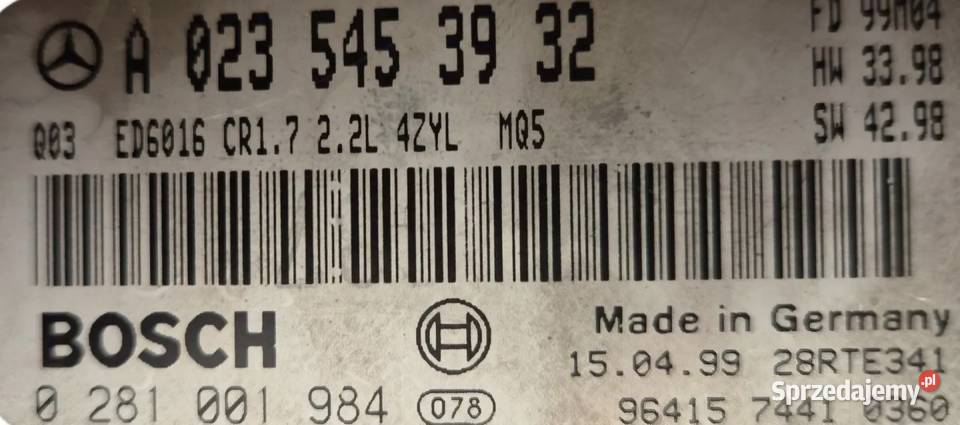 KOMPUTER STEROWNIK SILNIKA MB VITO W 638 22 CDI Działoszyce sprzedam