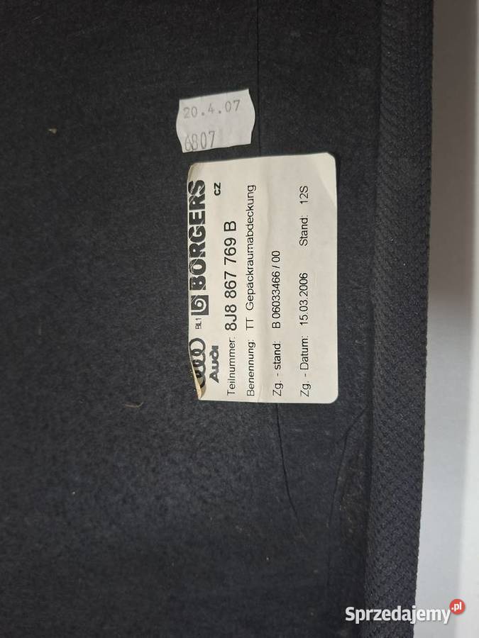 Audi TT 8j Półka tylna Półka Bagażnika Dąbrowa Górnicza