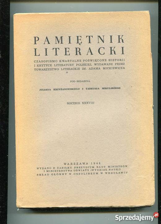Pamiętnik Literacki Rocznik XXXVIII zachodniopomorskie Szczecin