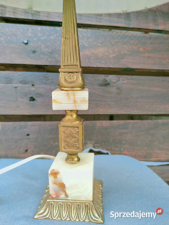 Stylowa lampa stołowa nocna onyx mosiądz vintage Warszawa